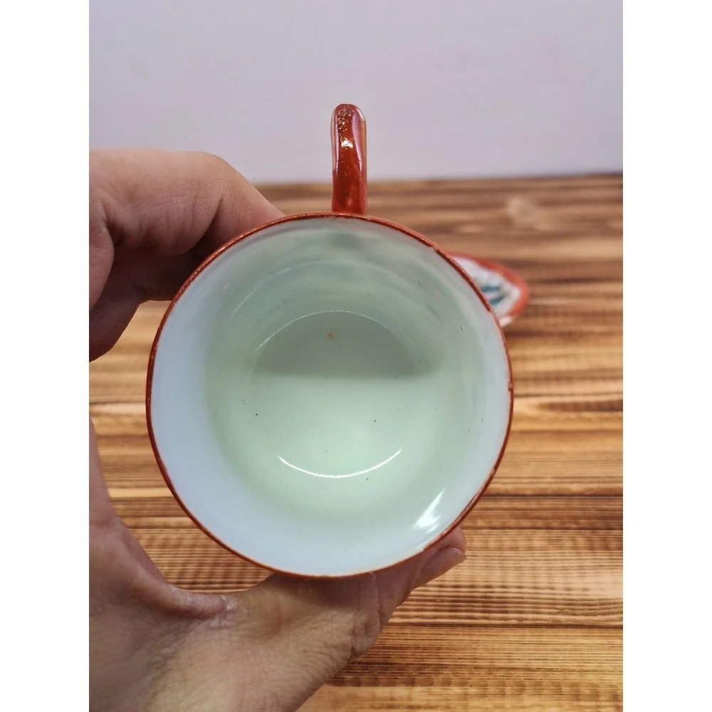 Porcelain Hand Painted Japan Demitasse Cup Saucer Lithophane‎